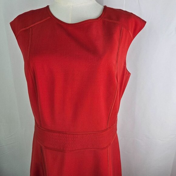Tory Burch Megan A-Line Red Wool Blend A-Line Dress Cap Sleeves Size 10 - Picture 4 of 11